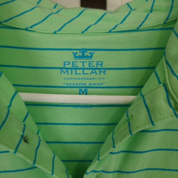 (856) Peter Millar Men's Short Sleeve Three Button Polo Shirt,Size:M, Green - Picture 5 of 11